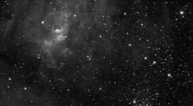 Bubble Nebula and M52 in H-Alpha