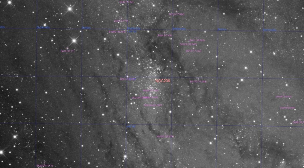 NGC206, located in the Andromeda Galaxy - annotated image