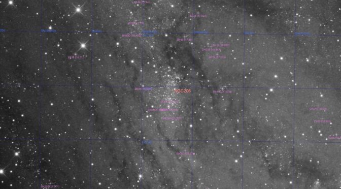 NGC206, located in the Andromeda Galaxy - annotated image