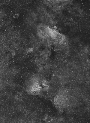 The Eagle Nebula and Swan Nebula in Hydrogen Alpha